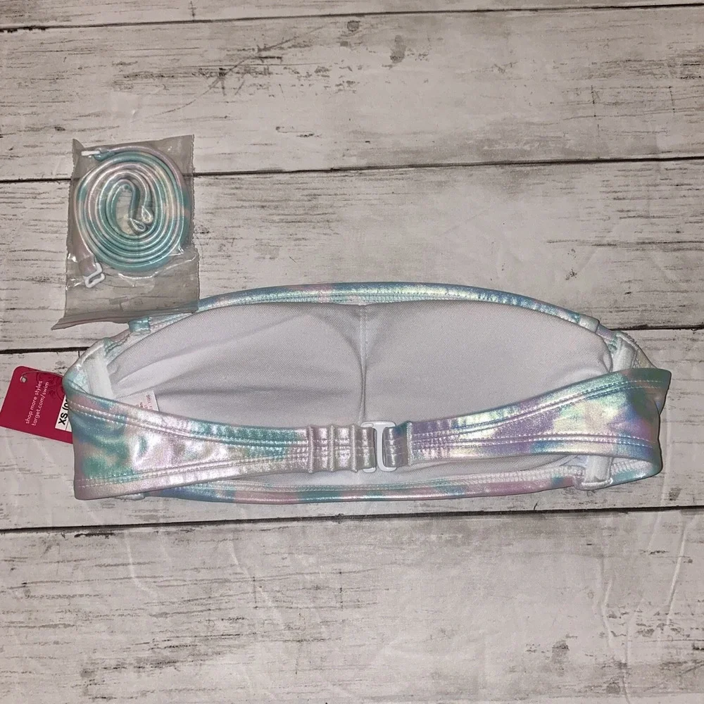 Xhilaration Bikini Top Womens XS Rainbow Pearl Tie Dye Swim Bandeau NEW Target